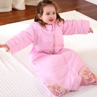 龙之涵婴儿睡袋纯棉款 宝宝秋冬季防踢被 夹棉可卸袖