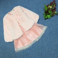 兔比比日韩公主裙仿皮草两件套