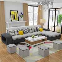 忆斧至家 (YF) 简约现代L型U型组合沙发可拆洗布艺沙发大小户型贵妃沙发客厅沙发