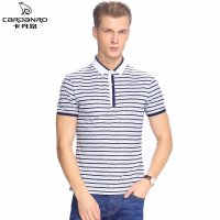cardanro/卡丹路新品款男士T恤条纹短袖反领T恤休闲时尚简约男装