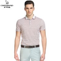 cardanro/卡丹路新品款男士T恤百搭格子短袖圆领T恤休闲时尚简约男装