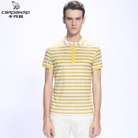 cardanro/卡丹路新品款男士T恤百搭条纹短袖反领T恤休闲时尚简约男装