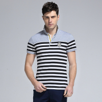 香港骆驼男装polo衫男短袖韩版都市商务休闲上衣棉质柔软条纹T恤衫运动球服显瘦透气夏季