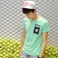 香港骆驼男装2017夏季T恤男棉质青年韩版修身圆领时尚休闲简约运动户外百搭学生短袖打底衫