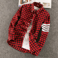 香港骆驼男装春夏季衬衫男长袖翻领格子打底衫男青年学生韩版休闲上衣条纹透气吸汗棉质四季