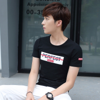 香港骆驼男装2017夏季新款男T恤青年韩版印花圆领修身时尚休闲打底衫棉质短袖TC17