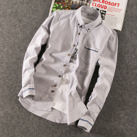 香港骆驼男装春夏季衬衫男韩版长袖翻领青年学生韩版休闲上衣时尚条纹吸汗棉质四季SY1801