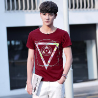 香港骆驼男装T恤男2017夏季新款棉质韩版圆领倒三角休闲上衣短袖打底衫TCBK229