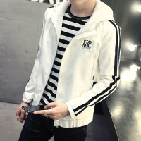 香港骆驼男装2017年春秋季新款夹克男韩版潮修身外套男青年服饰条纹连帽KXPJ53