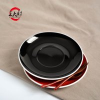 王大厨 日韩式彩色陶瓷盘子 7.5英寸菜盘水果盘平盘微波炉西餐盘 单只装黑色CC-12012