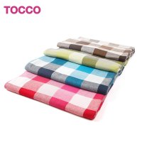 TOCCO 双面全棉格子柔软吸水浴巾加厚