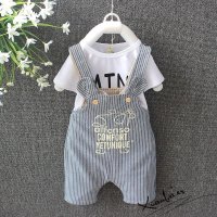 男童装夏装套装儿童宝宝夏装小童背带裤0-1-2岁3-6-9个月婴儿衣服