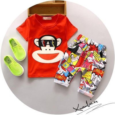 儿童装2016韩版1-2-3-4岁男童夏装婴儿衣服男宝宝短袖套装夏季潮