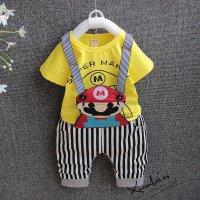 婴幼儿童装男童春夏装1-2-3-4岁男宝宝短袖背带套装小孩衣服夏季