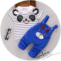 童装男女宝宝夏装背带裤套装0-1-2-3岁婴儿服装夏季男童夏天衣服潮