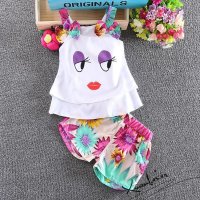 1-2-3-4岁童装夏季女童无袖小背心短裤套装宝宝韩版夏装 潮