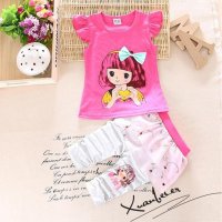 2016新款童装夏装女宝宝婴儿童衣服短袖女童套装0-1-2-3-4岁潮