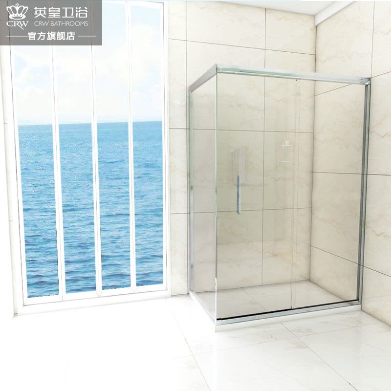 CRW/英皇FYS091定制淋浴房整体L型长方形浴室磨砂移动门沐浴房图片