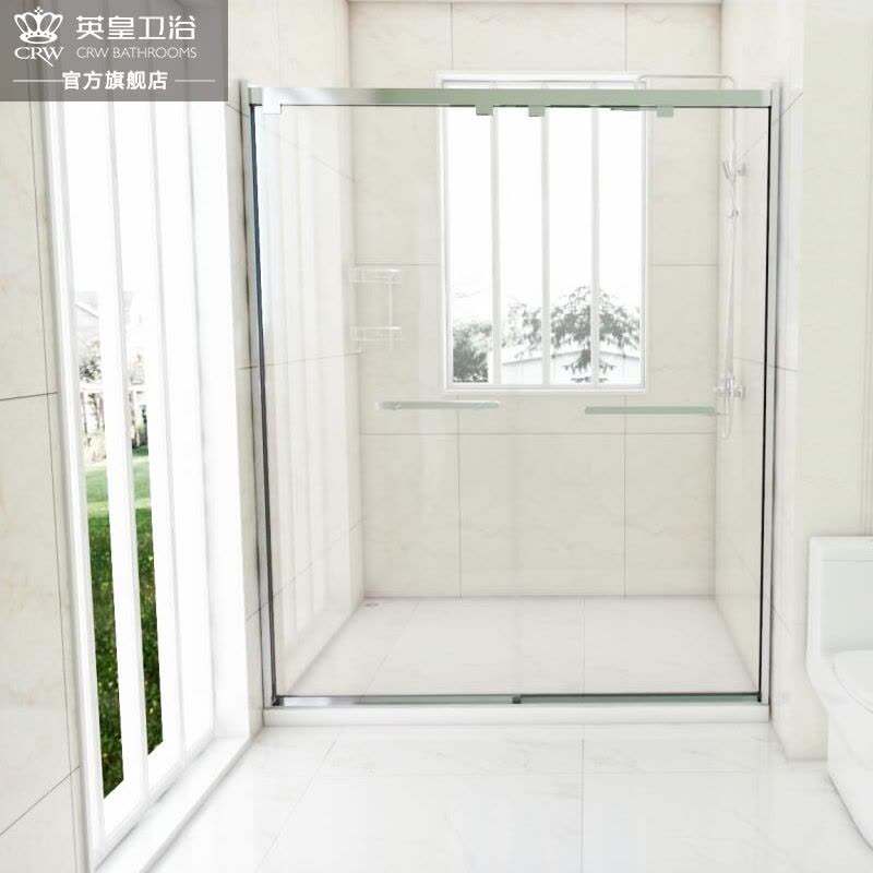 CRW/英皇FYS091定制淋浴房整体L型长方形浴室磨砂移动门沐浴房图片