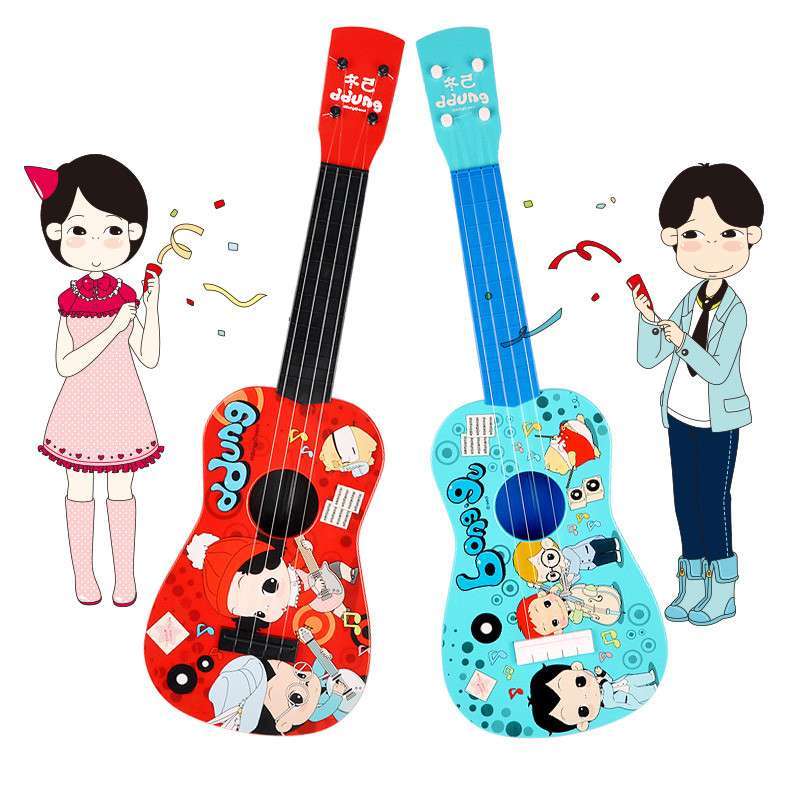 儿童吉他 乐器宝宝玩具女孩子早教启蒙音乐玩具尤克里里仿真小吉他 冬己吉他【红】