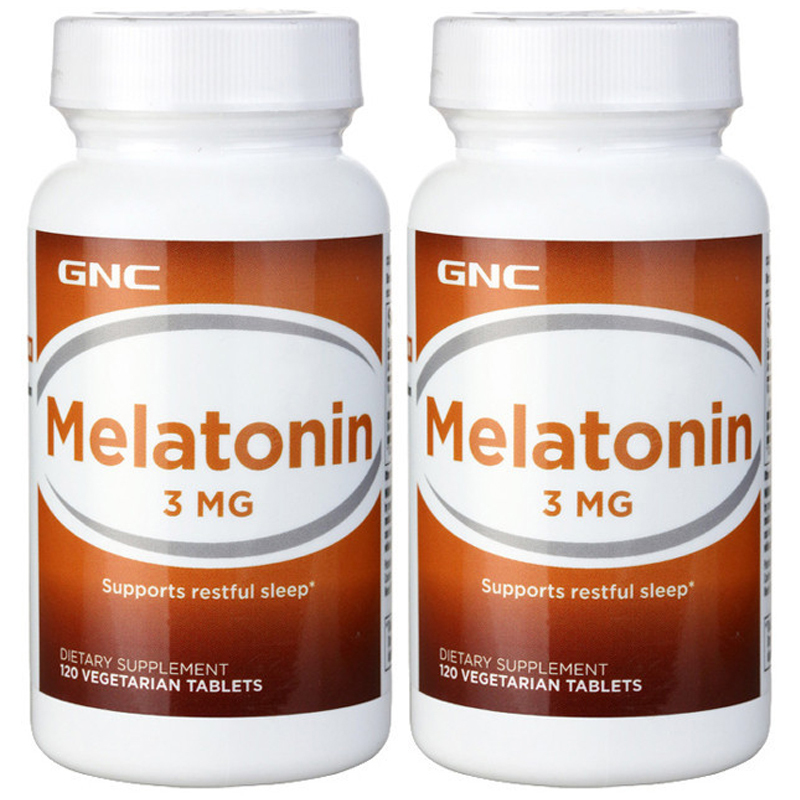 健安喜gnc美乐通宁褪黑素片3mg120粒2瓶装改善睡眠美国进口