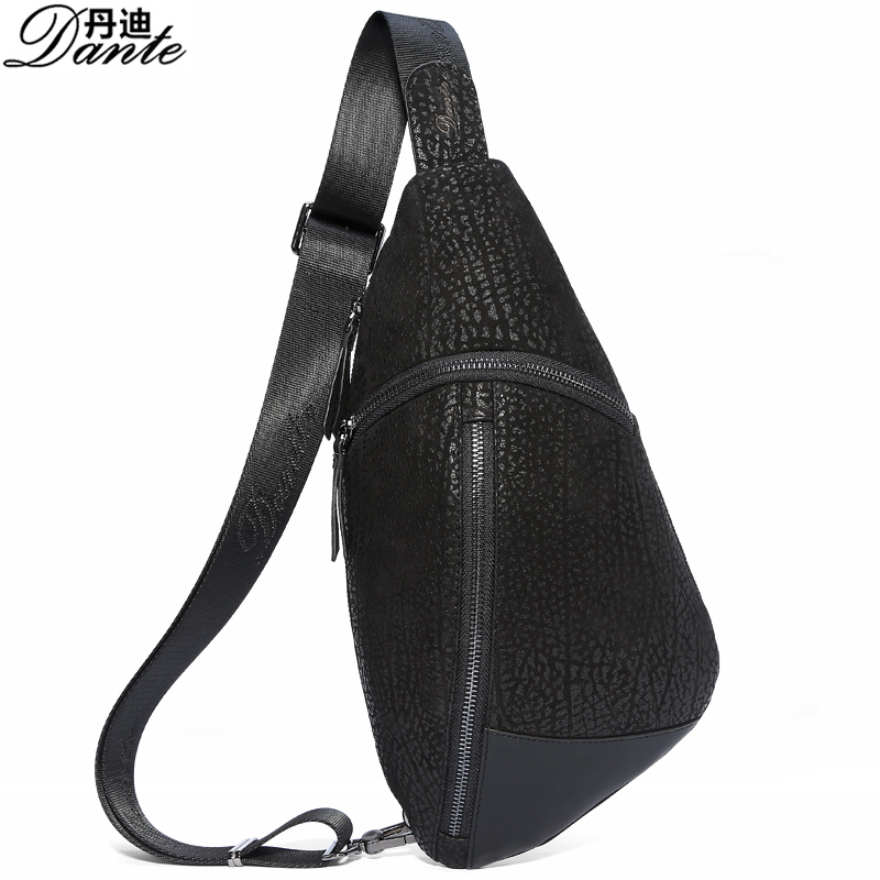 dante丹迪男士胸包头层牛皮腰包单肩包斜挎包时尚休闲男包