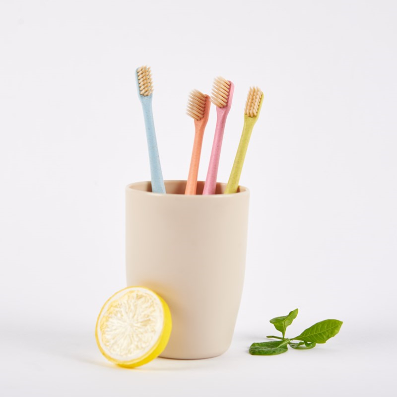 haoniu皓牛小麦秸秆牙刷软毛成人家用家庭装女士情侣4支