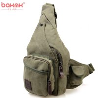 BAKMK芭卡玛卡 男士韩版复古帆布包包潮流时尚户外胸包男包斜挎包--1209
