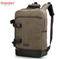 BAKMK芭卡玛卡 韩版复古帆布包包学院风男士双肩包休闲时尚背包电脑包书包-418