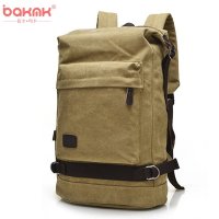 BAKMK芭卡玛卡 韩版复古帆布包包男女款情侣双肩包时尚休闲背包旅行包电脑包A46