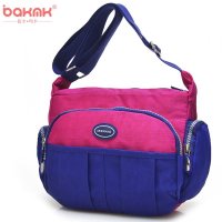 BAKMK芭卡玛卡 韩版时尚防水尼龙布包包休闲女式单肩挂包撞色斜挎包2065