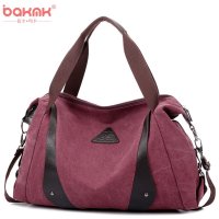 BAKMK芭卡玛卡 女士复古帆布单肩包学院风休闲时尚手提包斜挎包1029