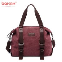 BAKMK芭卡玛卡 女士复古帆布包韩版时尚单肩包学院风百搭手提包斜挎包1046