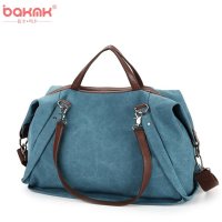 BAKMK芭卡玛卡 韩版女士复古帆布包学院风休闲手提包斜挎包单肩包1053