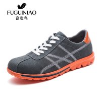 富贵鸟时尚反绒皮运动休闲鞋透气系带跑步鞋韩版户外休闲男鞋A508003