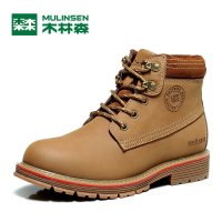 木林森时尚高帮短靴英伦加绒保暖靴时尚马丁靴雪地靴男潮流棉靴240167