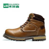 木林森时尚高帮短靴男英伦加绒短靴潮流户外休闲短靴时尚马丁靴男