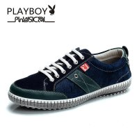 花花公子新款英伦复古透气板鞋真皮透气男士休闲鞋反绒皮潮男鞋CX37516