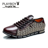 花花公子英伦系带板鞋低帮复古男士休闲鞋拼色透气潮单鞋CX37515