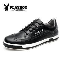 花花公子真皮雕花英伦板鞋复古系带透气男士休闲鞋圆头潮男鞋CX37147