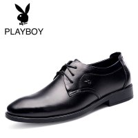 花花公子新款商务休闲鞋潮流系带男鞋真皮透气英伦正装皮鞋153-323509