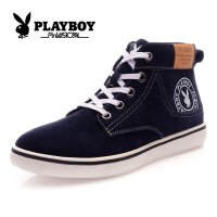 花花公子新款英伦系带板鞋男真皮复古休闲男短靴潮流户外休闲靴CX36168