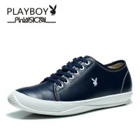 花花公子新款英伦低帮系带板鞋厚底时尚休闲男鞋潮流真皮透气男鞋CX36169