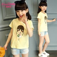 女童休闲卡通短袖