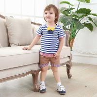 夏装男童套装新款 英伦风短袖宝宝短袖纯棉 儿童装婴儿衣服男童0-1-2-3-4岁两件套