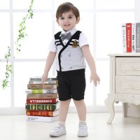 2015夏季新款婴儿套装 英伦短袖儿童纯棉学院两件套9563