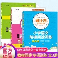 周计划四年级共3册小学数学计算题专项训练+应用题专题训练+语文阶梯阅读训练小学4年级文学书课外书