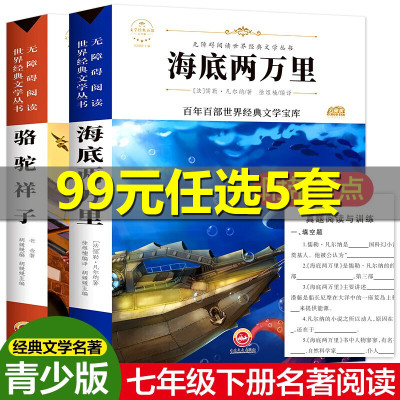 海底两万里+骆驼祥子2册正版初中小生课外阅读书籍夏洛蒂勃朗特经典名著必读书五六七年级经典必读书目