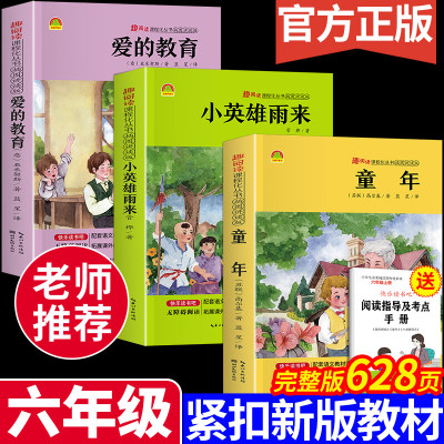 [老师推荐]爱的教育小英雄雨来童年书全套3册高尔基正版原著完整版6小学生六年级上册课外阅读书籍上册上学期经典教师快乐读书