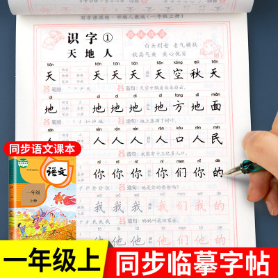 一年级上册字帖练字每日一练人教版语文同步字帖一课一练生字临摹练字帖写字课课练下人教部编版教材同步训练一课一练字帖书 [同